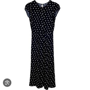 Reformation Black and White Floral Midi Dress